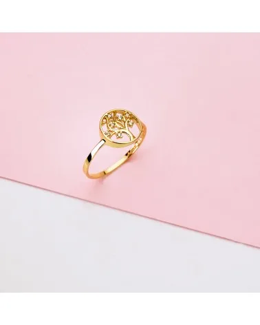 Sortija oro 18k árbol de la vida circonitas 10mm