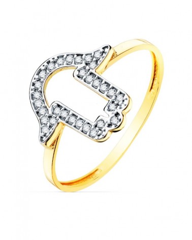 Sortija oro 18k mano de Fátima circonita 13x13mm