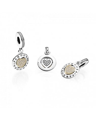Charm colgante Pandora corazón de oro con circonitas 792082CZ