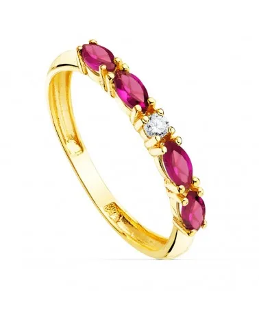 Sortija oro 18k circonitas rojas marquise 2mm