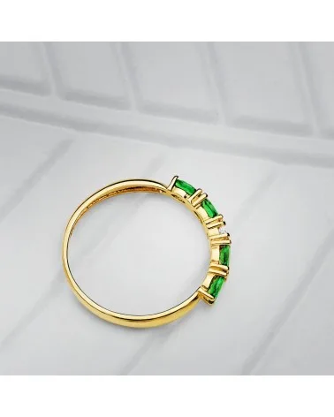 Sortija oro 18k circonitas verdes talla marquise