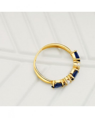 Sortija oro 18k amarillo circonitas verdes marquise 3mm