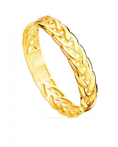 Sortija oro 18k amarillo trenzado espiga 3,5mm