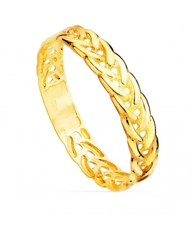 Sortija oro 18k amarillo trenzado espiga 3,5mm