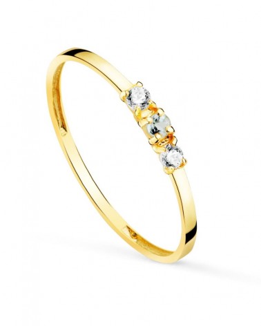 Sortija oro 18k amarillo tres circonitas 1,2mm