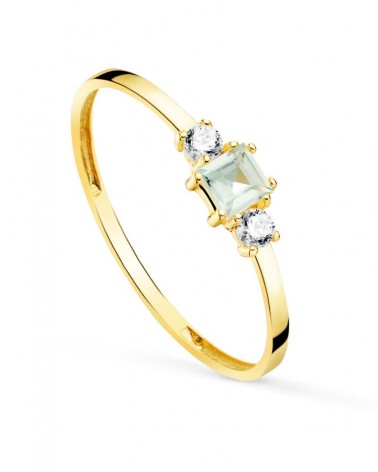 Sortija oro amarillo 18k aguamarina circonita 1,5 mm
