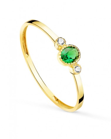 Sortija oro amarillo 18k piedra verde circonita 4x3mm