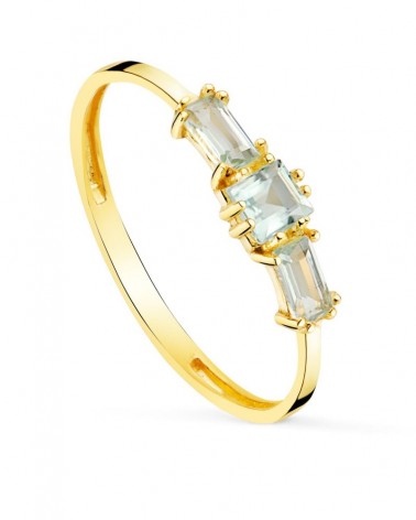 Sortija oro 18k piedra azul natural tallas cuadrada baguette