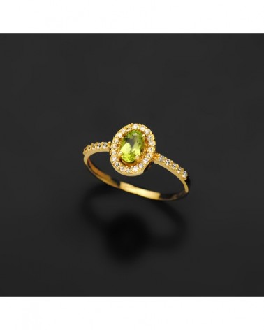 Sortija oro 18k amarillo olivina circonita