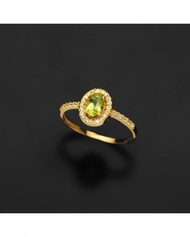 Sortija oro 18k amarillo olivina circonita