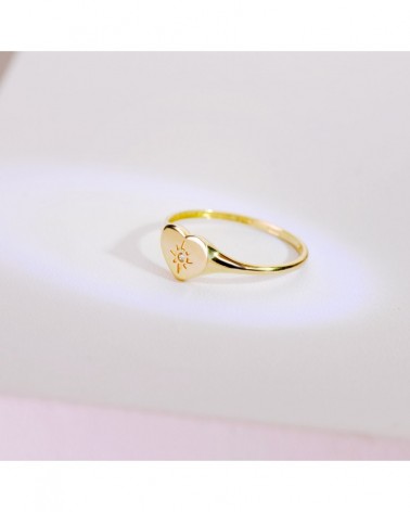 Sello oro 18k corazón estrella circonita 9x7mm