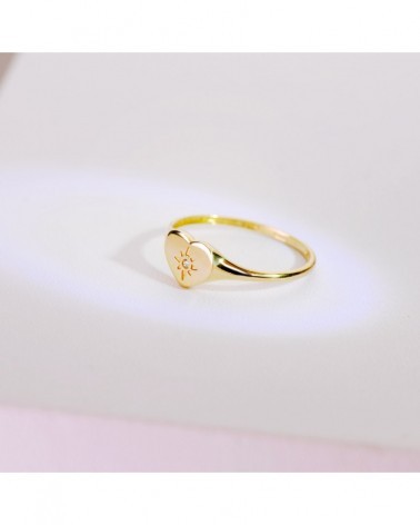 Sello oro 18k corazón estrella circonita 9x7mm
