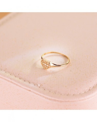 Sello oro 18k amarillo corazón circonita 9x8mm
