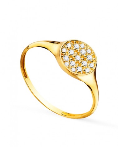 Sello oro 18k circonita cabeza redonda 8x8mm