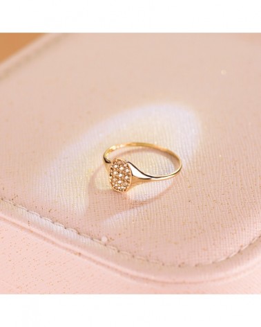 Sello oro 18k corazón pavé circonitas 9x7mm