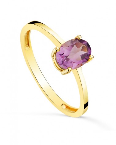 Sortija oro 18k amarillo amatista oval 7x5mm