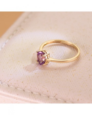 Sortija oro 18k amarillo amatista oval 7x5mm
