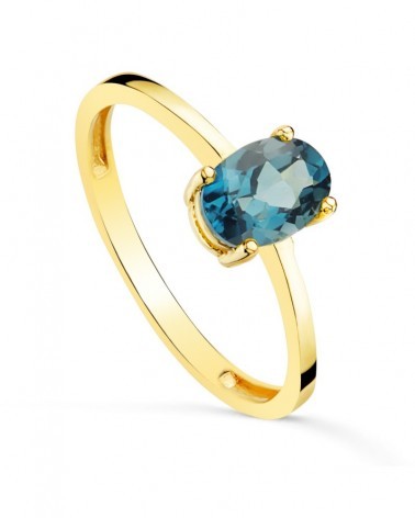 Sortija oro 18k piedra azul oval 7x5mm