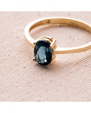Sortija oro 18k piedra azul oval 7x5mm