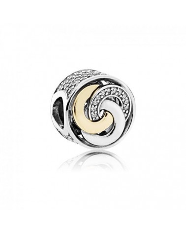 Charm Pandora tres círculos de plata, circonitas y oro de 14 kilates 792090CZ