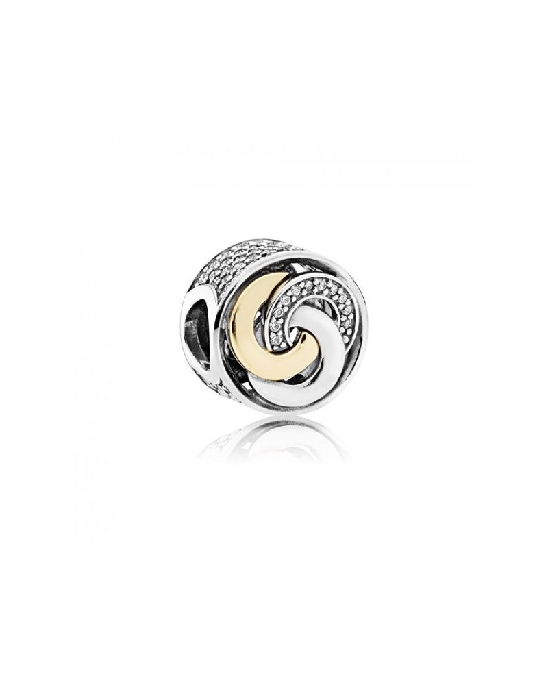 Charm Pandora tres círculos de plata, circonitas y oro de 14 kilates 792090CZ
