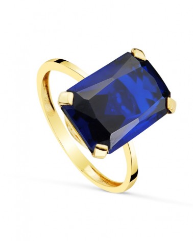Anillo oro amarillo 18k zafiro rectangular 14x10mm