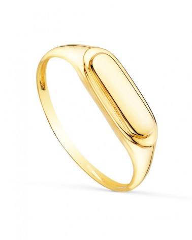 Anillo sello oro 18k amarillo oval grabado 12x3,5mm