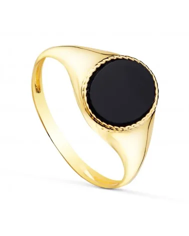 Sello oro 18k amarillo ónice oval 10x8mm
