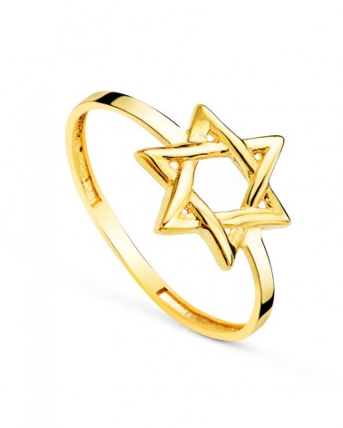 Anillo oro 18k Estrella de David calada 10x9mm