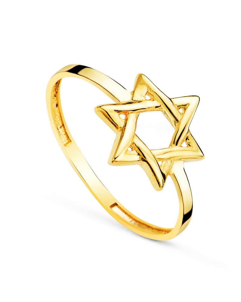 Anillo oro 18k Estrella de David calada 10x9mm