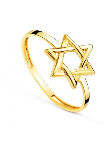 Anillo oro 18k Estrella de David calada 10x9mm