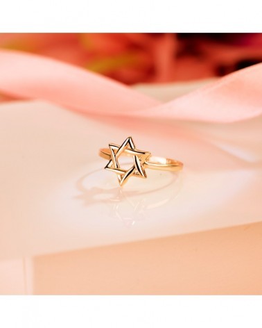 Anillo oro 18k Estrella de David calada 10x9mm