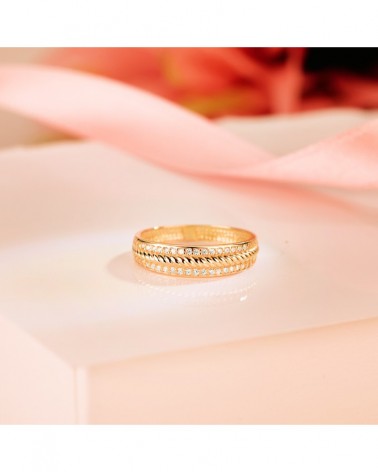 Anillo oro amarillo 18k circonitas ancho 4,5mm