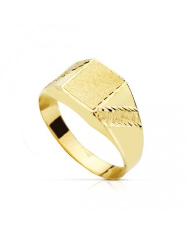 Sello oro 18k hueco rectangular tallado grabado