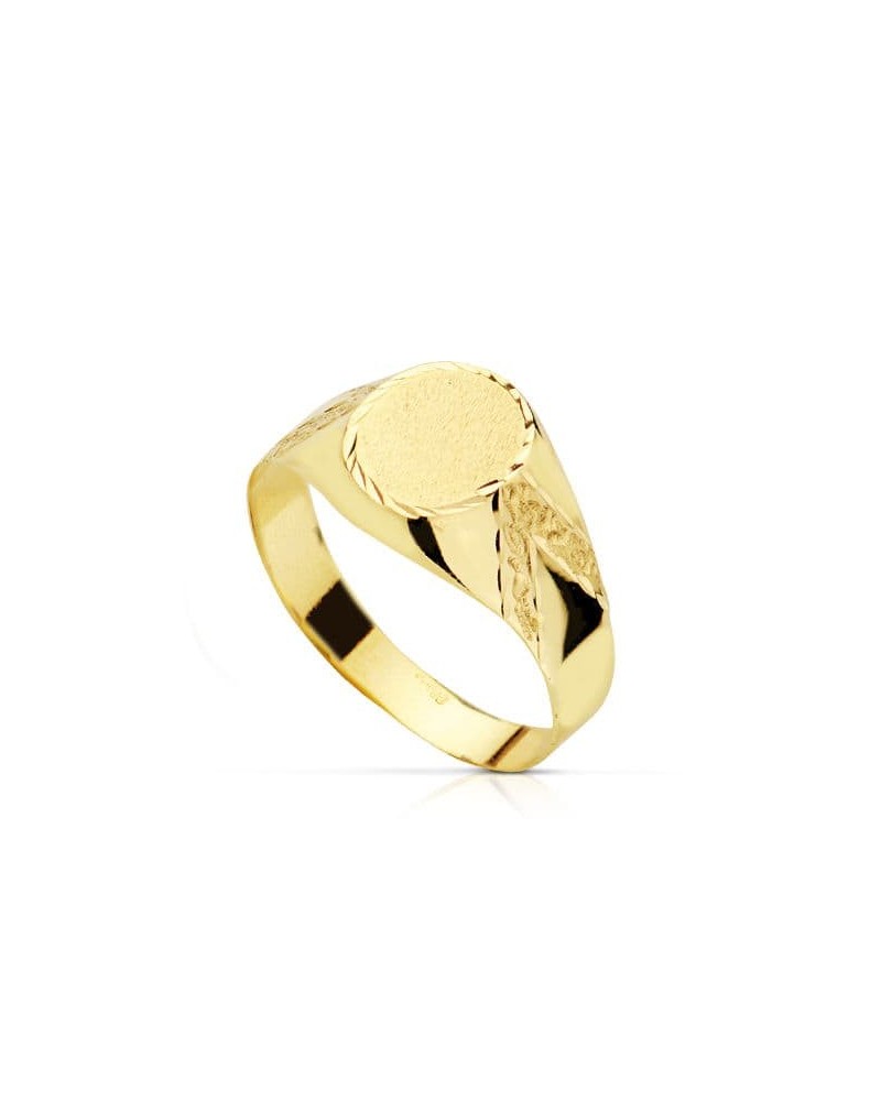 Sello oro 18k oval tallado niño 10x8 mm