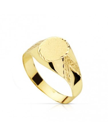 Sello oro 18k oval tallado niño 10x8 mm