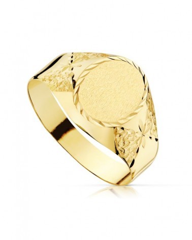 Sello oro 18k amarillo grabado tallado cadete 9x7mm