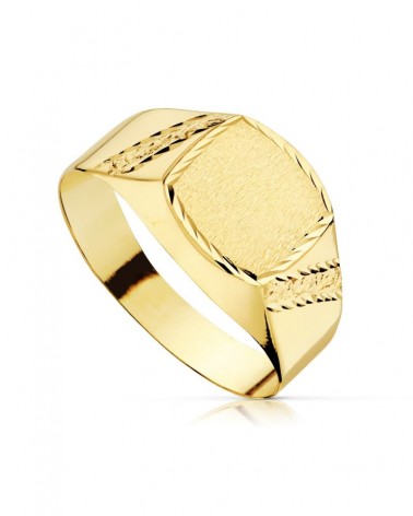 Sello oro 18k tallado superficie grabable 7,5x7,5mm