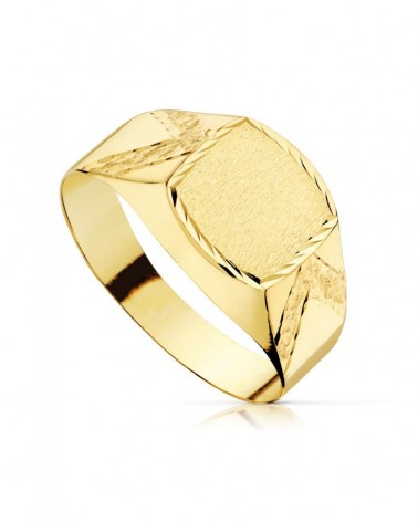 Sello oro 18k amarillo cuadrado tallado 7,5mm