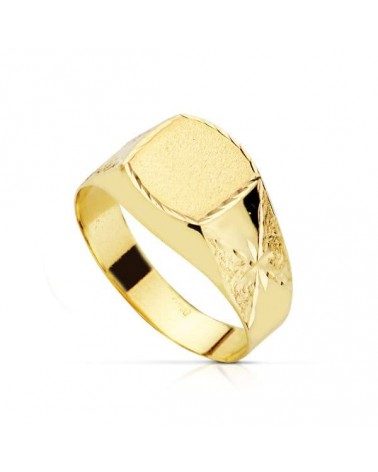 Sello oro 18k comunión tallado estrellas 8x8mm