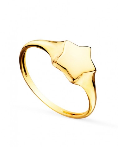 Sello oro 18k amarillo estrella grabado 9x8mm