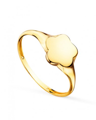 Sello oro 18k amarillo forma flor grabado 9x8mm