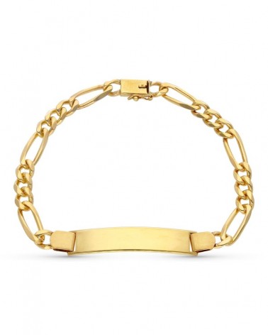 Esclava oro 18k amarillo figaro maciza 22 cm 6 mm