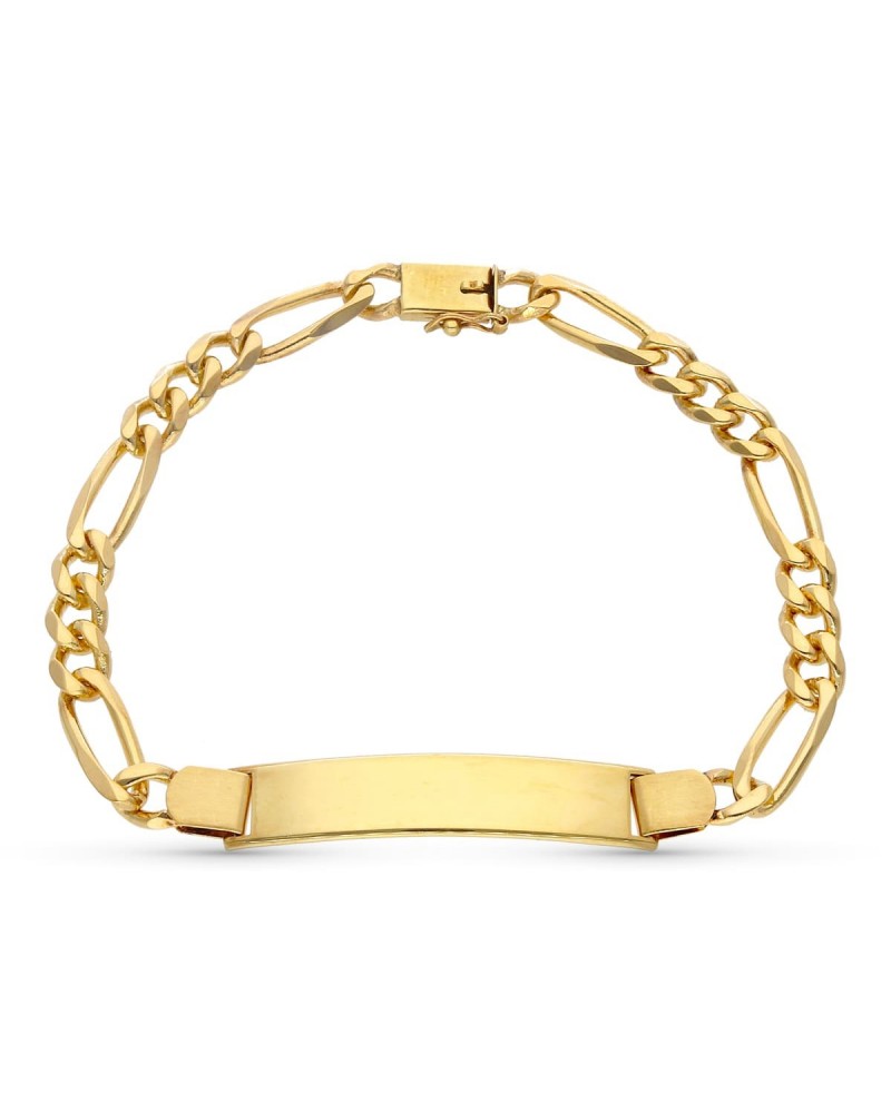 Esclava oro 18k amarillo figaro maciza 22 cm 6 mm