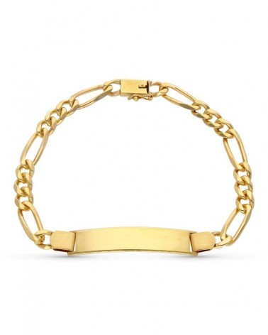 Esclava oro 18k amarillo figaro maciza 22 cm 6 mm