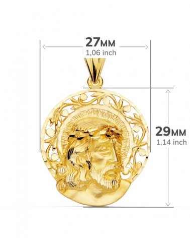 Colgante Cristo oro 18k aureola calada 29x27 mm