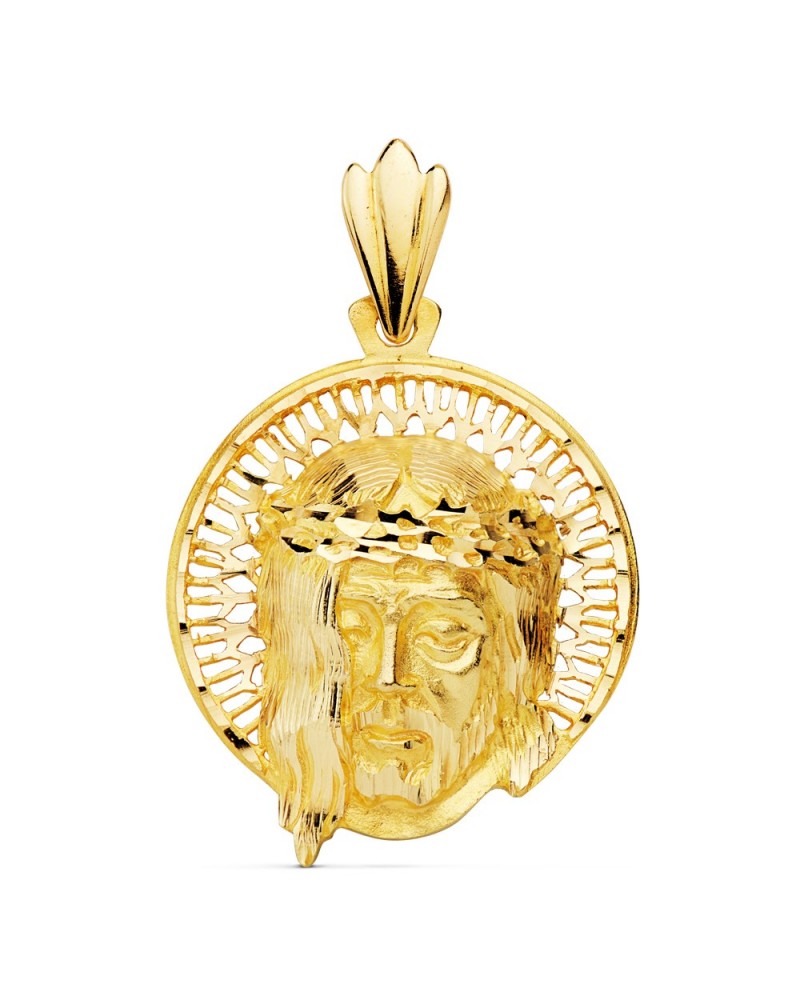 Colgante oro 18k Cristo aureola 29x26mm