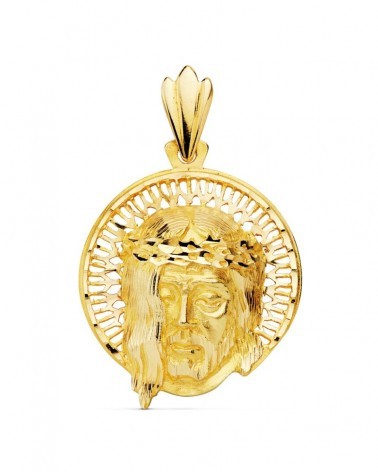 Colgante oro 18k Cristo aureola 29x26mm