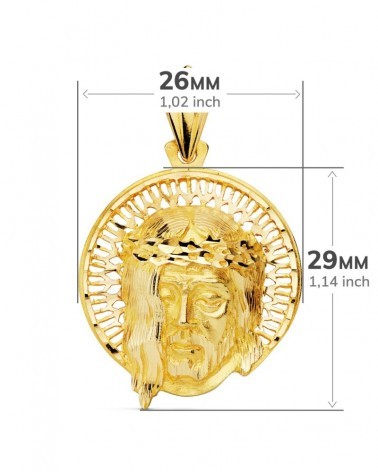 Colgante oro 18k Cristo aureola 29x26mm