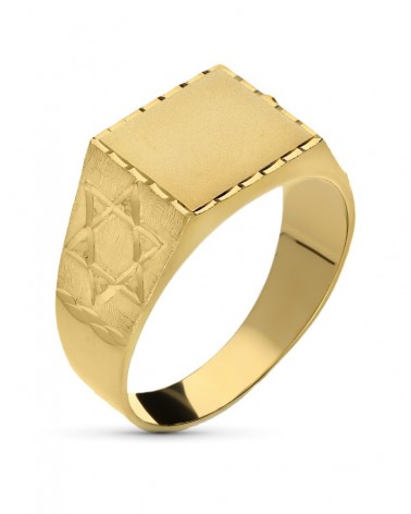 Sello oro 18k amarillo caballero labrado estrella